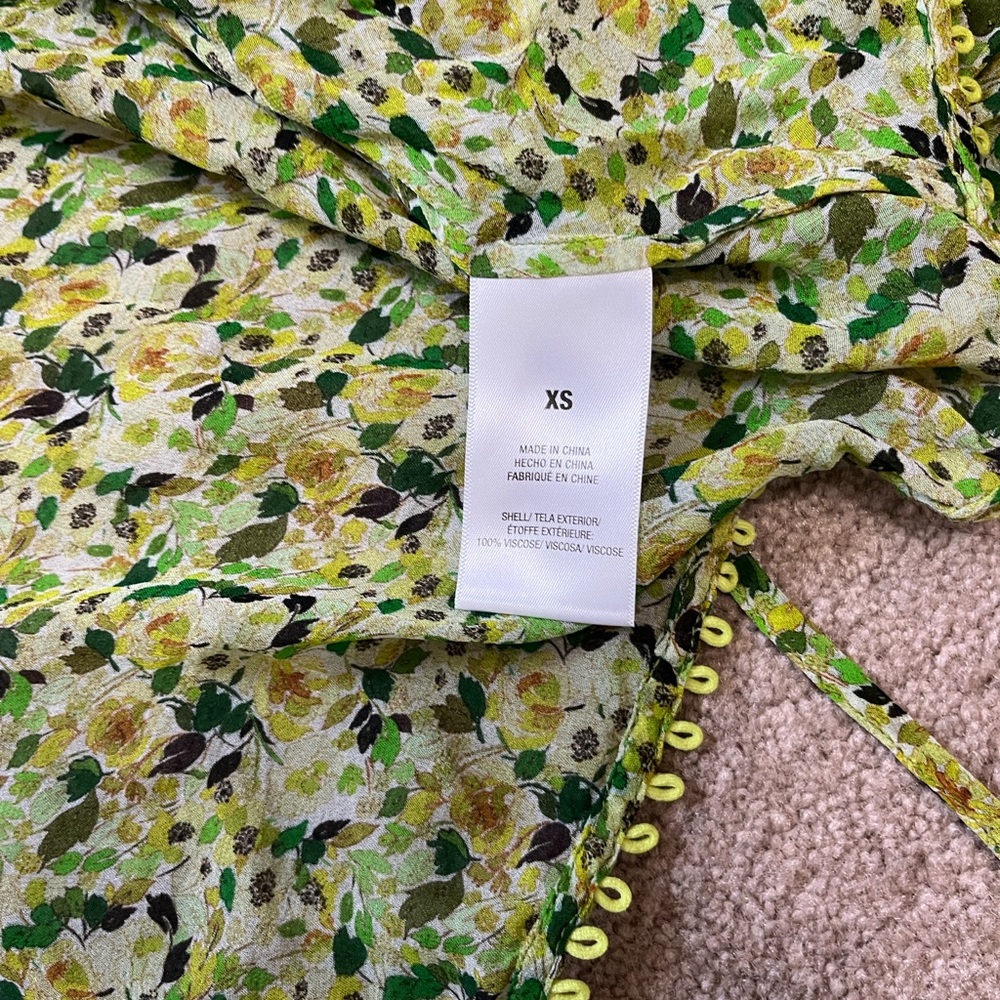 Favorite Daughter The Lover Chiffon Boho Crop Wrap Top XS Green Anthropology - Picture 5 of 10